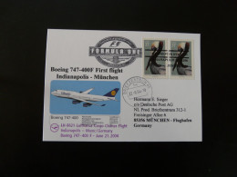 Premier Vol First Flight Indianapolis Munchen Boeing 747 Lufthansa 2004 - Covers & Documents