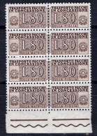 Italia (1955) - Pacchi In Concessione, 80 Lire Fil. Stelle 4° Tipo, Gomma Arabica, Sass. 10/II ** - Consigned Parcels