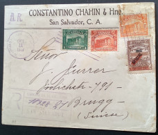 SAN SALVADOR 1919 AR Cover With Scarce „1915/OFICIAL/CORRIENTE“ Provisional 1918 Ovpt>Brugg, Schweiz (Brief - El Salvador