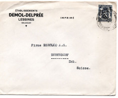 74254 - Belgien - 1947 - 60c Wappen EF A DrucksBf LESSINES -> Schweiz - Lettres & Documents