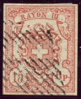 SUISSE - Z 20 15 RAPPEN GROS CHIFFRE POSITION 3 - OBLITERE - 1843-1852 Federal & Cantonal Stamps