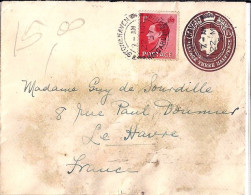 GRANDE BRETAGNE N° 206 S/ENTIER DE STONEHAVEN/22.3.37 POUR LA FRANCE - Lettres & Documents