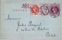 GRANDE BRETAGNE N° 91/73 S/ENTIER DE LONDRES/22.7.1896 POUR LA FRANCE - Lettres & Documents