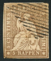 SUISSE - Z 22B 5 RAPPEN BRUN HELVETIA ASSISE - OBLITERE - Used Stamps