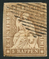 SUISSE - Z 22B 5 RAPPEN BRUN HELVETIA ASSISE - OBLITERE - Usados