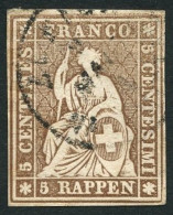 SUISSE - Z 22D 5 RAPPEN BRUN HELVETIA ASSISE - OBLITERE - Used Stamps