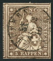 SUISSE - Z 22G 5 RAPPEN BRUN HELVETIA ASSISE - OBLITERE - Used Stamps