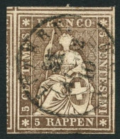 SUISSE - Z 22G 5 RAPPEN BRUN HELVETIA ASSISE - OBLITERE - Oblitérés