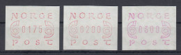 Norwegen ATM Mi.-Nr. 2.1 (schmale 0)  Satz 175-200-300 Versch Farben, ** - Automaatzegels [ATM]