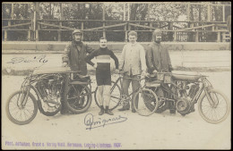 Wielrennen, Quignard Met 2 Gangmakers W.o. Alois Stiploscheck, Achterzijde Kaart Laatst Gericht Aan Zijn Vrouw Lotte (1  - Wielrennen