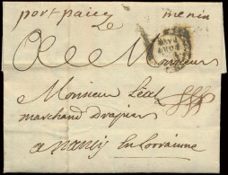 1748 ,voorloper Met Inhoud 'de Menin Le 5 Février 1748' Handgeschreven 'Menin' En Port Payé, Transit Dubbelringstempel I - 1714-1794 (Oostenrijkse Nederlanden)