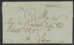 1791 Voorloper Met Inhoud, Vanuit Beveren (Lijnstempel - Herlant 3) Naar Lokeren, Zm - 1714-1794 (Oostenrijkse Nederlanden)