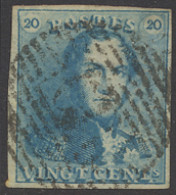 N° 2A 20c. Blauw, Volrandig, Zm (OBP €60) - 1849 Epaulettes