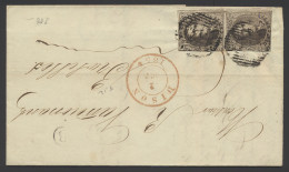 1854 N° 6 10c. Bruin Op Brief, Rechtopstaand Paar, Afstempeling D.34-Dison Met Postbusstempel B In Cirkel Petit-Rechain, - 1851-1857 Medallions (6/8)