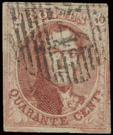 N° 8 40c. Karmijn Met P.24-Bruxelles, Meerdere Rode Vlekken In Marges, Volrandig, Zm (OBP €125) - 1851-1857 Medallions (6/8)