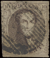 N° 10A 10c. Bruin, Afstempeling D.8-Beloeil, Volrandig, Zm (COBA €30) - 1858-1862 Medaillons (9/12)