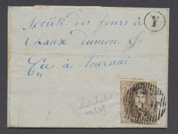 1860 N° 10 10c. Bruin, D.39-Nederbrakel Met Postbusstempel Y In Cirkel (Deftinge) Naar Tournay, Dd. 10/5/1860, Briefaanh - 1858-1862 Medaillons (9/12)