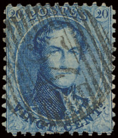 N° 15 20c. Blauw, Tanding 12 1/2, P.54-Hamme, Zeer Goed Leesbare Stempel, Centraal Gestempeld, Zm (COBA +€30) - 1863-1864 Medallions (13/16)