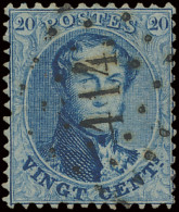 N° 15A 20c. Blauw, Tanding 12 1/2 X 13 1/2 Met Puntstempel 414 Bruxelles (Rue De La Loi), Staat Als ? In COBA, Laattijdi - 1863-1864 Medaillen (13/16)