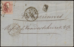 1865 N° 16 40c. Karmijnroze Op Brief Van Anvers Met Puntstempel N1 En D.C.a NORD1-ANVERS, Dd. 25/8/1865, PD In Kastje Na - 1863-1864 Medaillen (13/16)