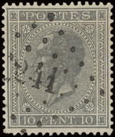 N° 17A 10c. Grijs, Puntstempel 241 Martelange, Zm (COBA €15) - 1865-1866 Profile Left