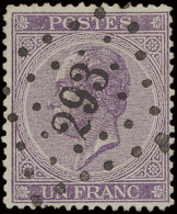 N° 21A 1fr. Violet, Puntstempel 293 Peruwelz, Zm (OBP €110 + COBA €25) - 1865-1866 Profiel Links