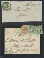 N° 30 Op Brieven, 6 Exemplaren, Alle E.C., W.o. Ternath (naar Geilenkirchen, Port: 25c.), Midi 6, Wichelen, Voor De Stem - 1869-1883 Leopold II
