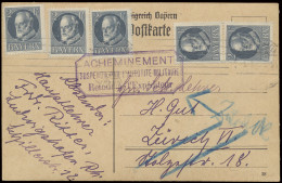 5/1/1919 Briefkaart Met 5 X 2pf. Grijs Van Bayern Vanuit Ludwigschafen Naar Zurich/Zwitserland, Postverkeer Naar Zwitser - Andere & Zonder Classificatie