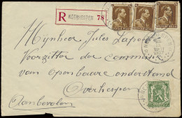 1937, N° 425 En 427 (3x), Op Aangetekende Brief, Vanuit Neerhespen 78, Relais Kantoor T4R 13, Dd. 25 IX 10-11 1937, Naar - 1935-1949 Small Seal Of The State