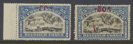 * N° 99-Cu (2x) 50c. On 25c. Blue - Mols 1922 Typo Overprint Of Malines Issue Both With Printing Curiosities, One With P - Other & Unclassified