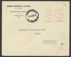 1931 Cover Franked With Red Mechanical Franking Marks 25c. - A2 And 1,75fr. - A2 And Sent From Leopoldville April 17, 19 - Sonstige & Ohne Zuordnung