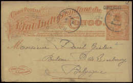 1910 Postal Stationery Catalogue Stibbe N° 24T-Cu, Overprint CONGO BELGE Misplaced To The Left, Sent From Sakania May 28 - Stamped Stationery