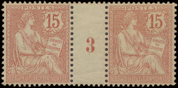 * N° 125 15c. Vermillon - Type Mouchon (in Paar) Met Millésime 3, Zm (Yv. €130) - Other & Unclassified