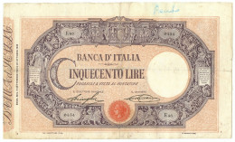 500 LIRE BARBETTI GRANDE C MATRICE LATERALE TESTINA DECRETO 09/09/1920 MB+ - Otros