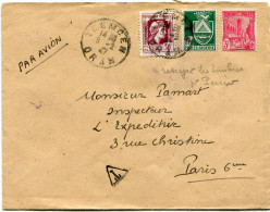 ALGERIE LETTRE PAR AVION DEPART TLEMCEN 5-2-47 ORAN POUR LA FRANCE - Covers & Documents