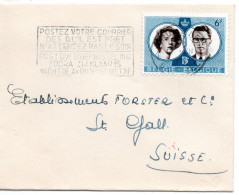 74257 - Belgien - 1960 - 6F Kgl Hochzeit EF A Bf BRUXELLES - ... -> Schweiz - Covers & Documents