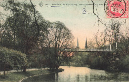 BELGIQUE - Anvers - Au Parc Etang - Pont Suspendu Et Tours Sa...? - Colorisé - Carte Postale Ancienne - Antwerpen