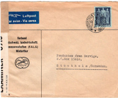 74317 - Schweiz - 1945 - 50Rp EF A LpBf WINTERTHUR -> Schweden, M Brit Zensur - Covers & Documents