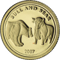 Palau, 1 Dollar, Bull - Bear, 2007, Or, FDC - Palau