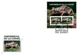 GUINEA GUINEE 2023 FDC IMPERF M/S 2V - REPTILES FROGS TURTLES TURTLE CROCODILES SNAKES TORTUES SERPENTS - Ranas