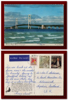 1976 Canada Postcard Mackinac Bridge Sent Stratford To Scotland 3scans - Postgeschiedenis