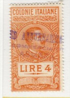 MARCA DA BOLLO/REVENUE- COLONIE  ITALIANE LIRE 4 - Italian Eastern Africa