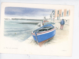 Loïce Tréhin Aquarelle "Le Port De Lomener" (commune De Ploemeur Morbihan) Marin Et Son Chien - Ploemeur