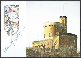 Lars Sjööblom. Sweden 1985. Int. Stamp Exhibition STOCKHOLMIA'86 Michel1338-1339 Maxi Cards. Signed. - Cartes-maximum (CM)