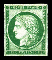 (*) N°2b, 15c Vert-foncé, Quatre Belles Marges Et Jolie Couleur, R.R.R (signé Calves/certificats)  Qualité: (*)  Cote: 1 - 1849-1850 Ceres