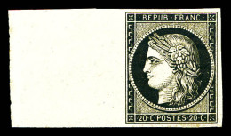 ** N°3, 20c Noir Sur Jaune, Grand Bord De Feuille Latéral, Fraîcheur Postale. SUP  Qualité: ** - 1849-1850 Ceres