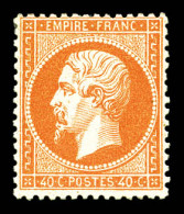 * N°23, 40c Orange, Bon Centrage, Frais, TTB (signé Margues/certificat)  Qualité: *  Cote: 3100 Euros - 1862 Napoléon III