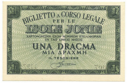 1 DRACMA OCCUPAZIONE ITALIANA DELLA GRECIA ISOLE JONIE APRILE 1942 FDS-/FDS - Otros & Sin Clasificación