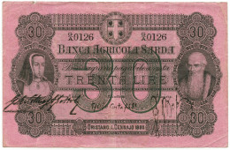 30 LIRE BANCA AGRICOLA SARDA CREDITO AGRARIO ORISTANO 01/01/1880 BB/BB+ - Otros & Sin Clasificación