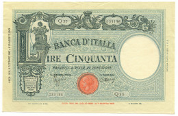 50 LIRE BARBETTI GRANDE L SENZA MATRICE BI RSI 08/10/1943 SPL/SPL+ - Regno D'Italia – Autres